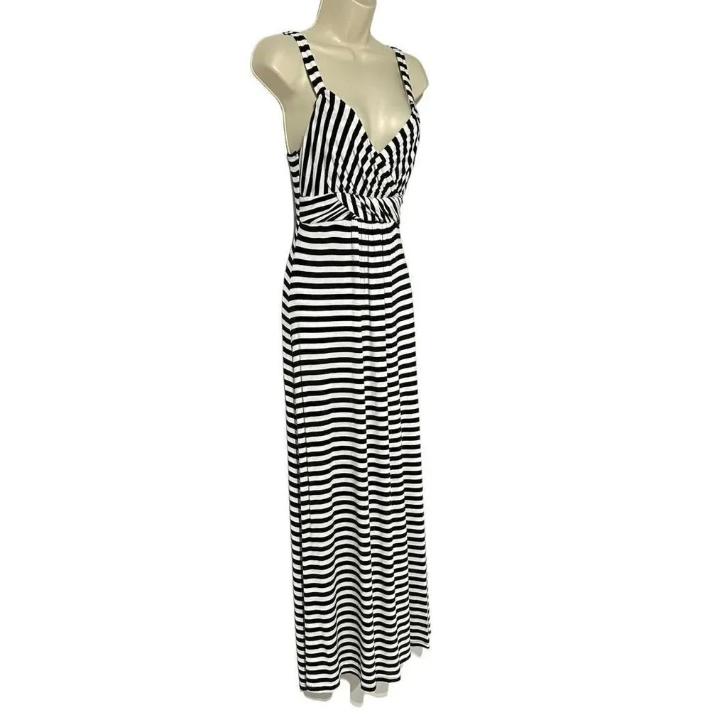 Boston Proper Women’s Black & White Stripped Maxi Dress Size XS